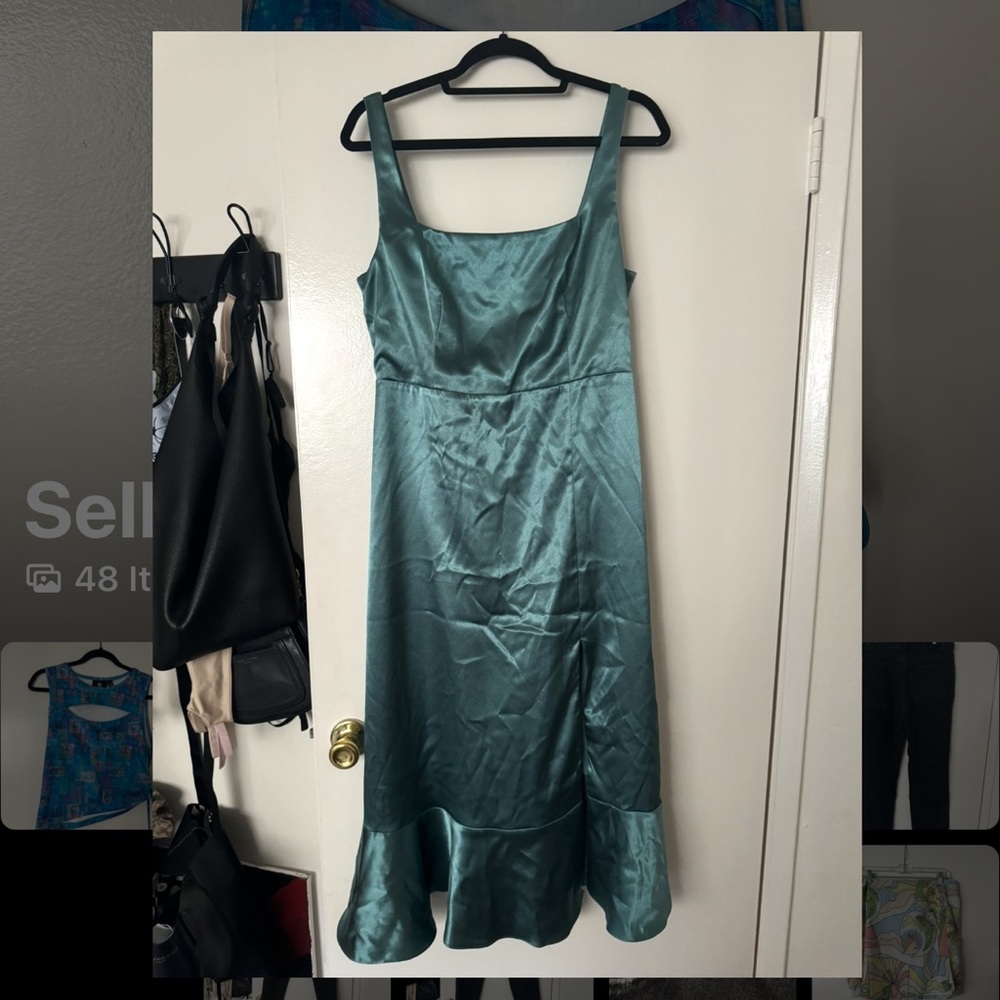 Birdy Grey Eugenia Satin Seaglass Convertible Midi Dress